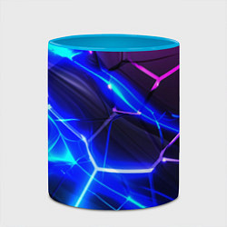Кружка 3D Микс разломленных плит и неоновое свечения, цвет: 3D-белый + небесно-голубой — фото 2