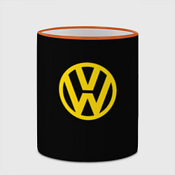 Кружка 3D Volkswagen logo yellow, цвет: 3D-оранжевый кант — фото 2