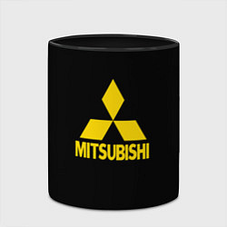 Кружка 3D Mitsubishi logo yelow, цвет: 3D-белый + черный — фото 2