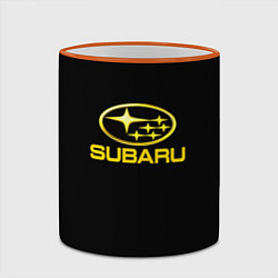 Кружка 3D Subaru logo yellow, цвет: 3D-оранжевый кант — фото 2