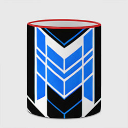 Кружка 3D Blue and black stripes on a white background, цвет: 3D-красный кант — фото 2