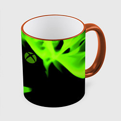Кружка 3D Xbox one green flame, цвет: 3D-оранжевый кант