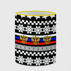 Кружка 3D Rusiia winter pattern, цвет: 3D-желтый кант — фото 2
