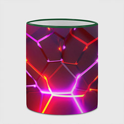 Кружка 3D Красные плиты с фиолетовым свечением, цвет: 3D-зеленый кант — фото 2