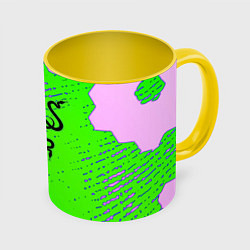 Кружка 3D Razer pattern geometry, цвет: 3D-белый + желтый
