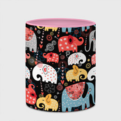 Кружка 3D Разноцветные слоны узор, цвет: 3D-белый + розовый — фото 2
