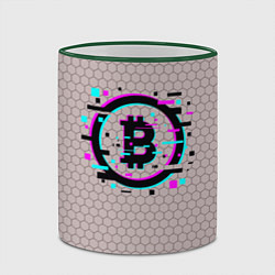 Кружка 3D Биткоин символ - сетка, цвет: 3D-зеленый кант — фото 2