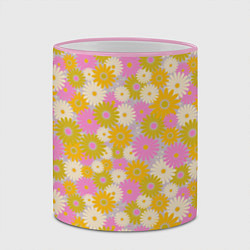 Кружка 3D Разноцветный цветочный паттерн, цвет: 3D-розовый кант — фото 2