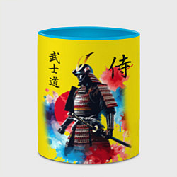 Кружка 3D Японский самурай - акварель Япония, цвет: 3D-белый + небесно-голубой — фото 2