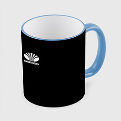 Кружка 3D Daewoo logo white, цвет: 3D-небесно-голубой кант