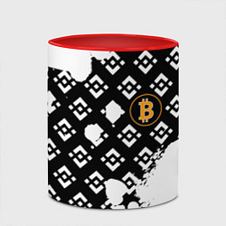 Кружка 3D Bitcoin pattern binance, цвет: 3D-белый + красный — фото 2