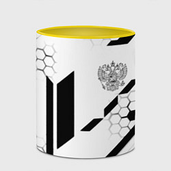 Кружка 3D Герб Рф текстура геймер, цвет: 3D-белый + желтый — фото 2