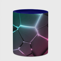 Кружка 3D Голубые и розовые неоновые плиты в разломе, цвет: 3D-белый + синий — фото 2