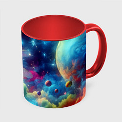 Кружка 3D Space dragonfly - ai art fantasy, цвет: 3D-белый + красный