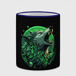 Кружка 3D Неоновая голова волка, цвет: 3D-синий кант — фото 2