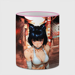 Кружка 3D Бойцовская девушка-кошка, цвет: 3D-розовый кант — фото 2