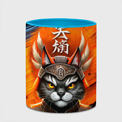 Кружка 3D Cat samurai, цвет: 3D-белый + небесно-голубой — фото 2