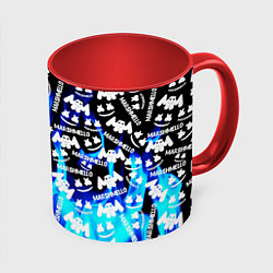 Кружка 3D Marshmello fire, цвет: 3D-белый + красный