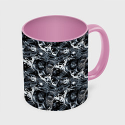 Кружка 3D Выдры купаются в речке - паттерн, цвет: 3D-белый + розовый