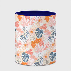 Кружка 3D Паттерн узор листьев, цвет: 3D-белый + синий — фото 2