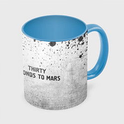 Кружка 3D Thirty Seconds to Mars - white gradient по-горизон, цвет: 3D-белый + небесно-голубой