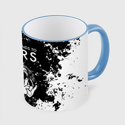 Кружка 3D Thirty Seconds to Mars рок пес, цвет: 3D-небесно-голубой кант