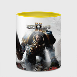 Кружка 3D Warhammer 40000 space marine 2 poster, цвет: 3D-белый + желтый — фото 2