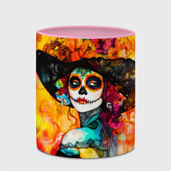 Кружка 3D Катрина в черной шляпе, цвет: 3D-белый + розовый — фото 2