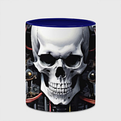 Кружка 3D Cyber skull - ai art, цвет: 3D-белый + синий — фото 2