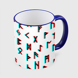 Кружка 3D Doom glitch pattern, цвет: 3D-синий кант