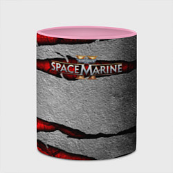 Кружка 3D Warhammer space marine 2 лого, цвет: 3D-белый + розовый — фото 2