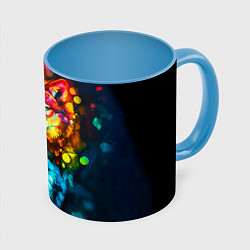 Кружка 3D Кислотные волки, цвет: 3D-белый + небесно-голубой