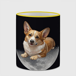 Кружка 3D Корги и луна, цвет: 3D-желтый кант — фото 2
