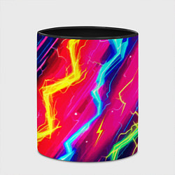 Кружка 3D Абстракция из неоновых молний - нейроарт, цвет: 3D-белый + черный — фото 2