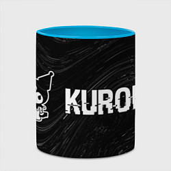 Кружка 3D Kuromi glitch на темном фоне по-горизонтали, цвет: 3D-белый + небесно-голубой — фото 2