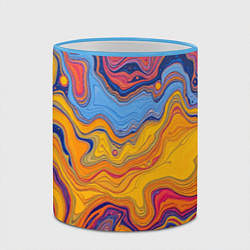 Кружка 3D Поток разноцветной краски, цвет: 3D-небесно-голубой кант — фото 2