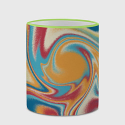 Кружка 3D Абстракция цветные вихри, цвет: 3D-светло-зеленый кант — фото 2