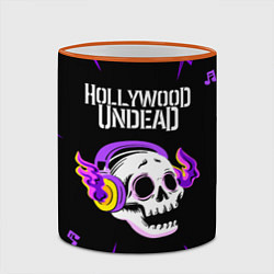 Кружка 3D Hollywood Undead неоновый череп, цвет: 3D-оранжевый кант — фото 2