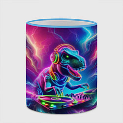 Кружка 3D Tyrannosaur DJ - neon glow, цвет: 3D-небесно-голубой кант — фото 2