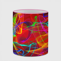 Кружка 3D Неоновые волны дыма, цвет: 3D-розовый кант — фото 2