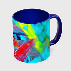 Кружка 3D Абстрактные краски неон, цвет: 3D-белый + синий