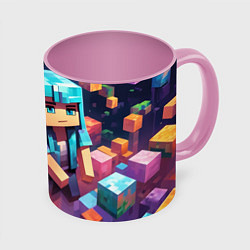 Кружка 3D Minecraft 2 0, цвет: 3D-белый + розовый