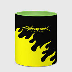 Кружка 3D Cyberpunk 2077 желтый fire, цвет: 3D-белый + светло-зеленый — фото 2