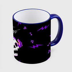Кружка 3D Pink Floyd неоновый череп, цвет: 3D-синий кант