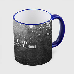 Кружка 3D Thirty Seconds to Mars - grey gradient по-горизонт, цвет: 3D-синий кант