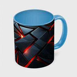 Кружка 3D Геометрические плиты со светом, цвет: 3D-белый + небесно-голубой