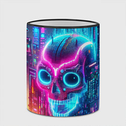 Кружка 3D Neon skull in metropolis - future, цвет: 3D-черный кант — фото 2