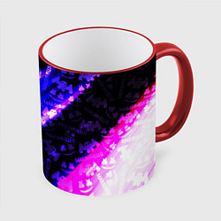 Кружка 3D Marshmello neon steel, цвет: 3D-красный кант