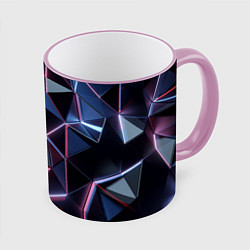 Кружка 3D Неоновые геометрические плиты, цвет: 3D-розовый кант