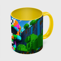 Кружка 3D Minecraft landscape with skull - ai art fantasy, цвет: 3D-белый + желтый